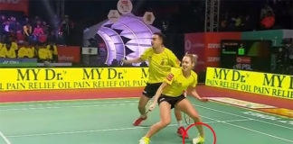 Gabrielle Adcock sprains her ankle in the 2017/2018 Premier Badminton League (PBL).