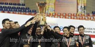 Indonesian men's team wins the 2016 Badminton Asia Team Championships title. (photo: AFP)