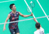 Lee Chong Wei takes on Kento Momota in the 2018 Asia Championships semi-final. (photo: AFP)