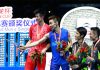 Lee Chong Wei (2nd L) of Malaysia uses a selfie stick to take photos with the runner-up Cheng Long (L) of China and the third place Tian Houwei (3rd L) of China and Lin Dan (R) of China on the podium after winning the men's singles final match against Chen Long of China at the 2016 Badminton Asia Championships. (photo: AFP)