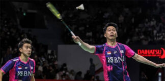 Marcus Fernaldi Gideon/Kevin Sanjaya Sukamuljo advanced to the 2022 Indonesia Masters second round. (photo: Shi Tang/Getty Images)