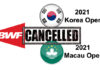 Korea Open, Macau Open canceled due to Covid-19 pandemic. (photo: BWF)