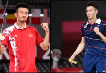 Chen Long (L) beat Lee Zii Jia at the last 16 of the 2020 Tokyo Olympics. (photo: Lintao Zhang/Getty Images)