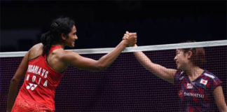 PV Sindhu (L) and Nozomi Okuhara meet in historic World Championships rematch. (photo: AFP)