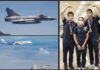 Four fighter jets escort the Taiwanese badminton team back to Taiwan. (photo: CNA)