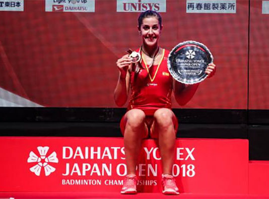 Carolina Marin wins the 2018 Japan Open title. (photo: AFP)