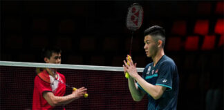 Lee Zii Jia beats Brian Yang of Canada at the 2020 Thomas Cup finals on Tuesday. (photo: Shi Tang/Getty Images)