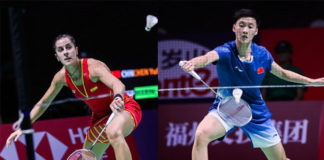 Chen Yufei (R) finally earns a win against Olympic Champion Carolina Marin. (photo: AFP)