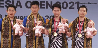 Congratulations to Kevin Sanjaya Sukamuljo/Marcus Fernaldi Gideon for winning the 2021 Indonesia Open. (photo: PBSI)