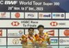 Choong Hon Jian and Muhammad Haikal celebrate their inaugural international title at the 2023 Syed Modi International. (Photo: BAM)