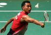 Tommy Sugiarto on his way to defeating India’s K. Srikanth 21-10, 21-15 on Jan 17, 2014. He will meet Japan's Kenichi Tago in the semi-finals of the Maybank Malaysian Open.