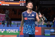 Kento Momota advances to the 2023 German Open semi-finals. (photo: German Open)